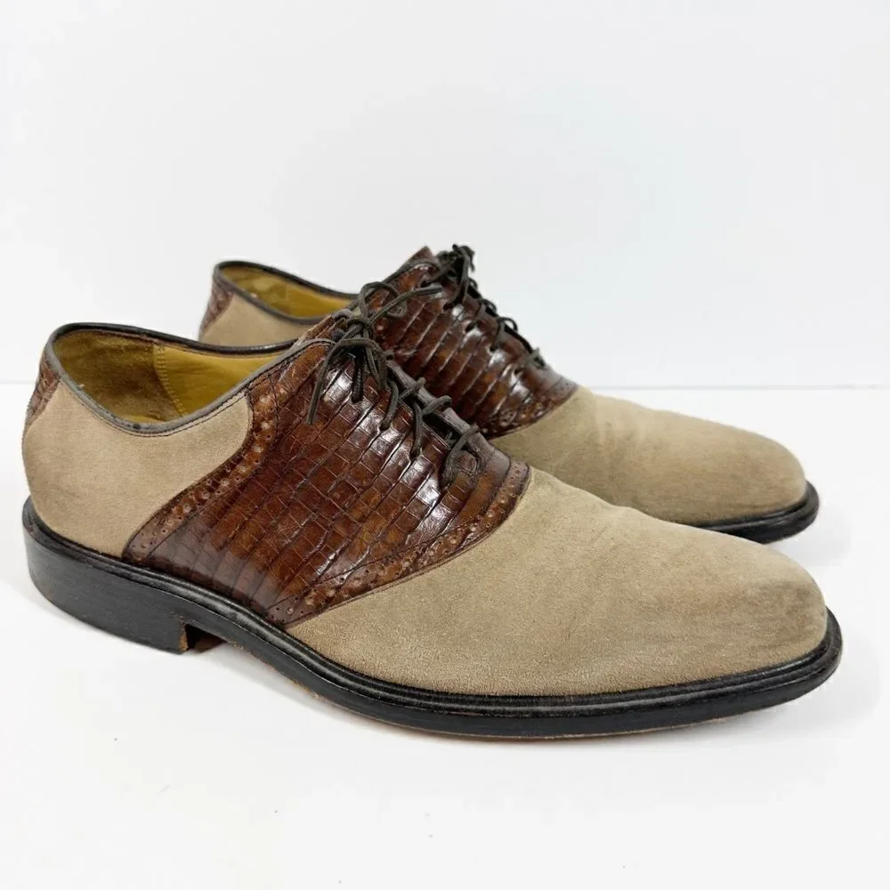 Cole Haan Nike Air Suede Embossed Leather Saddle Oxford Tan Brown Size 8